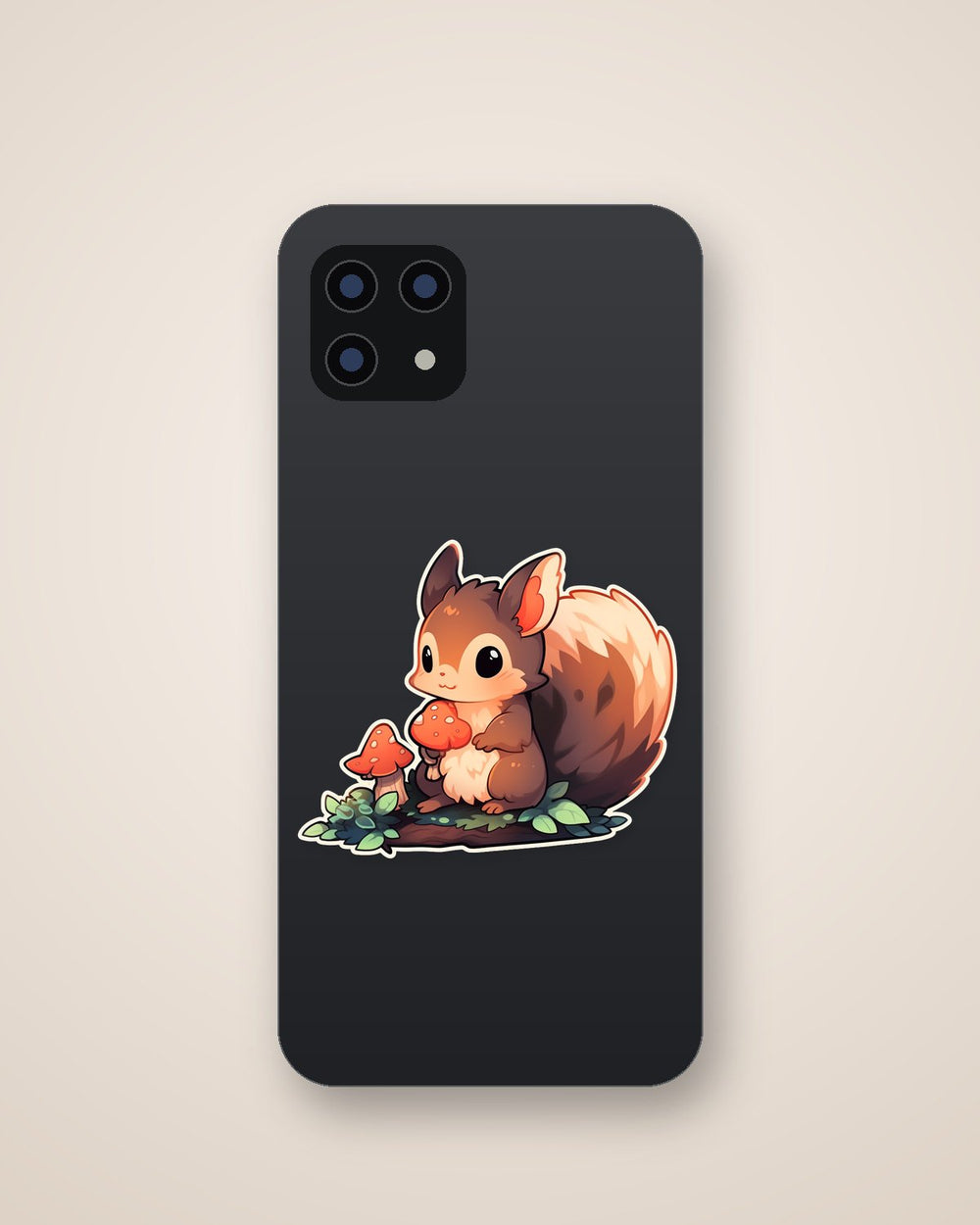 Cute Squirrel with Mushrooms Sticker