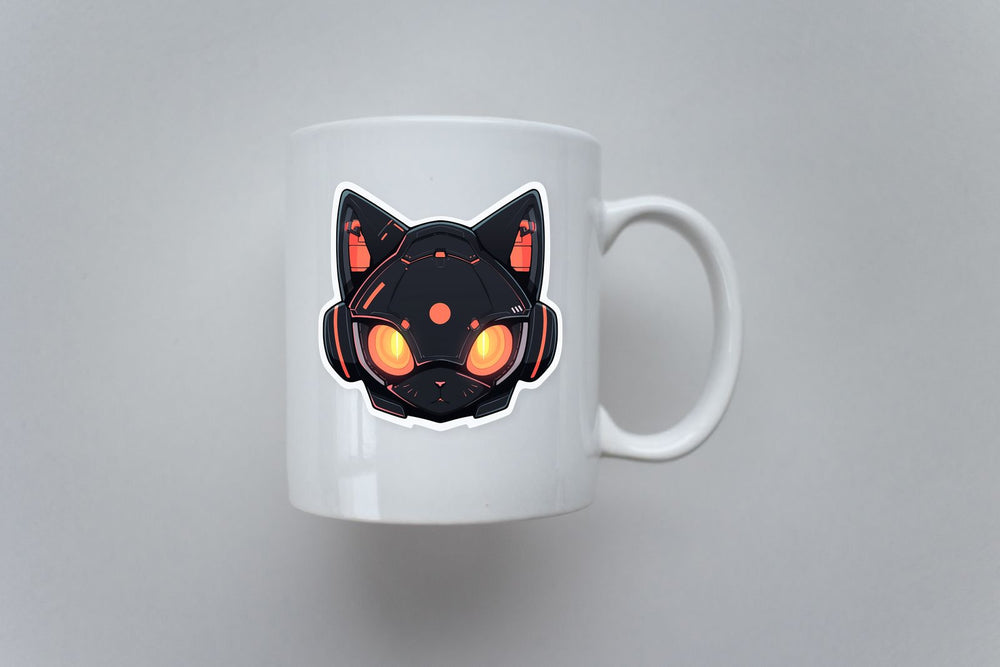 Black Cyber Cat Sticker