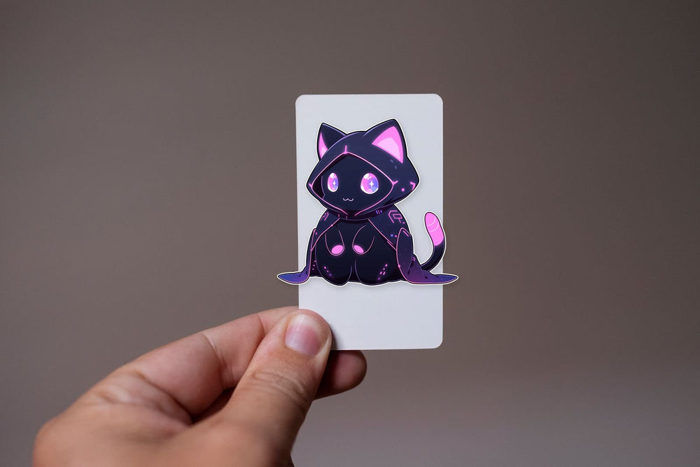 Cute Neon Cat Art Sticker