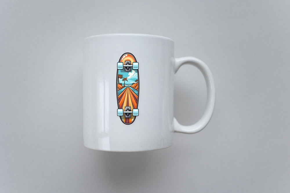 Retro Skateboard Road to Beach Print Sticker