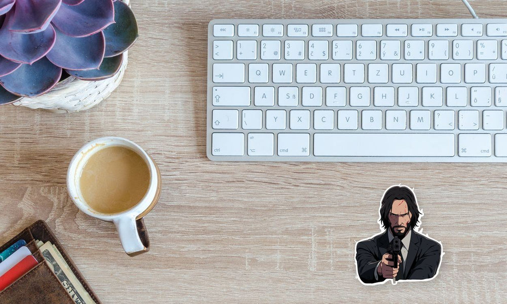 Serious John Wick with Gun Sticker