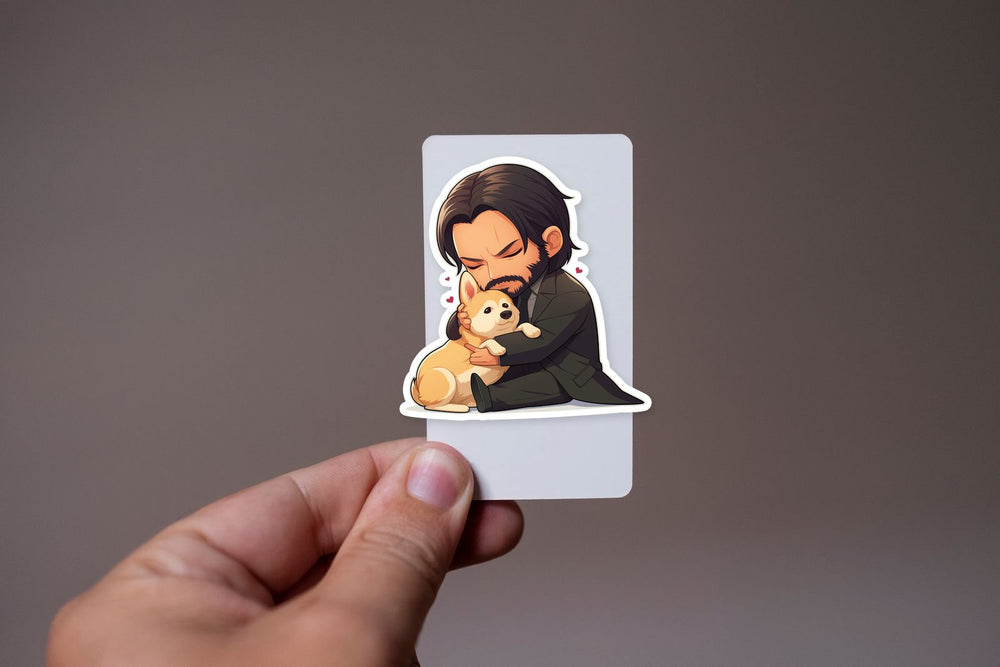 John Wick with Dog Chibi Sticker