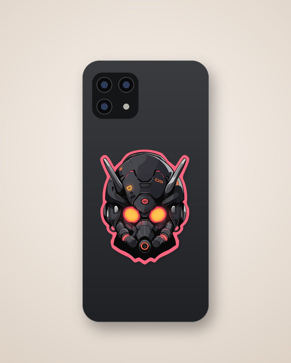 Cyborg Mech Helmet Pink Stroke Sticker