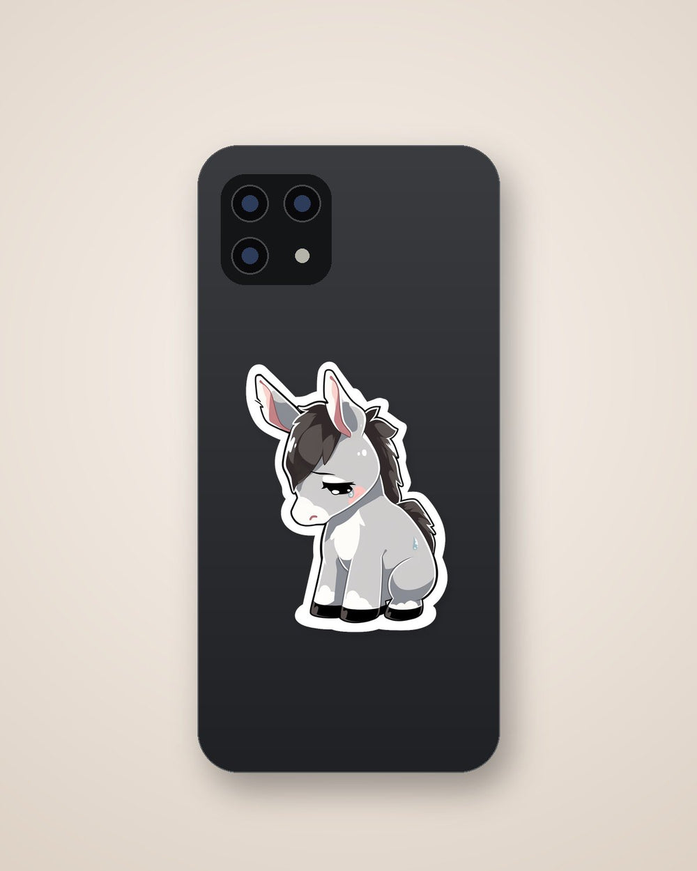 Sad Grey Donkey Sticker