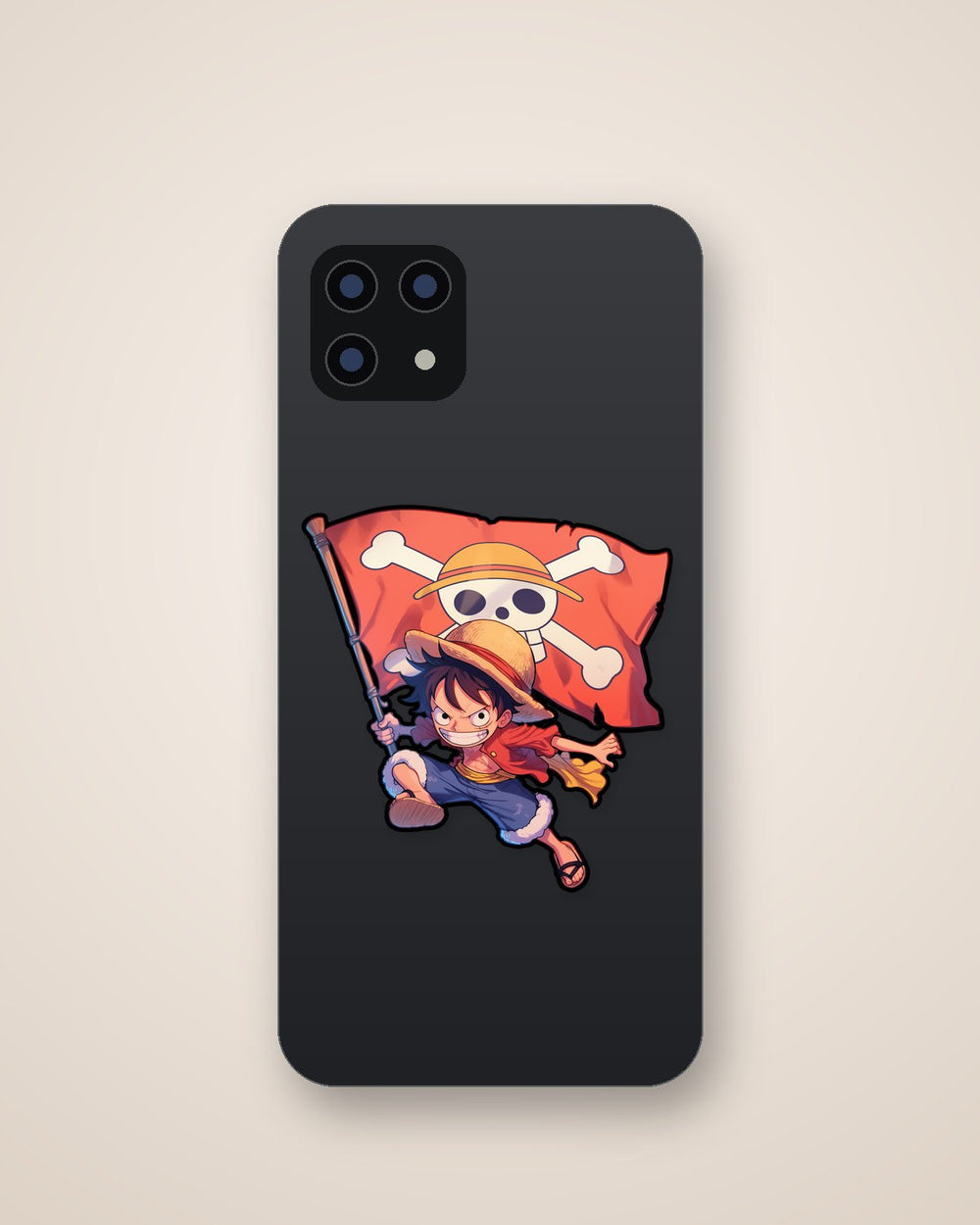 One Piece Cute Luffy & Straw Hat Flag Sticker