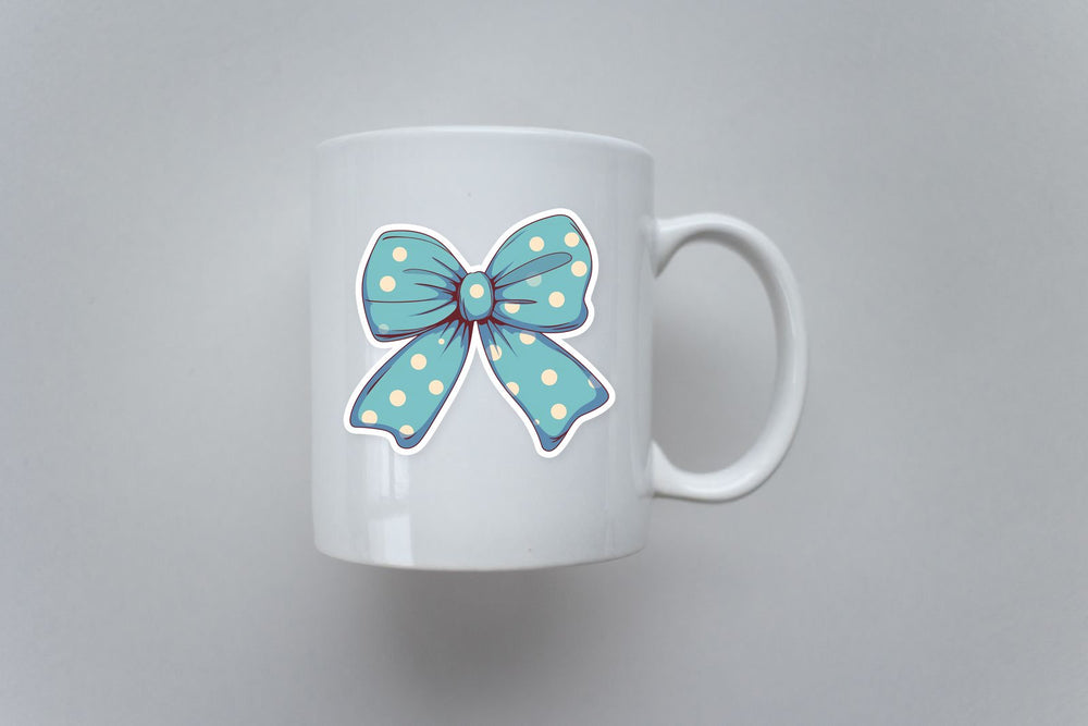 Blue Polka Dot Bow Sticker