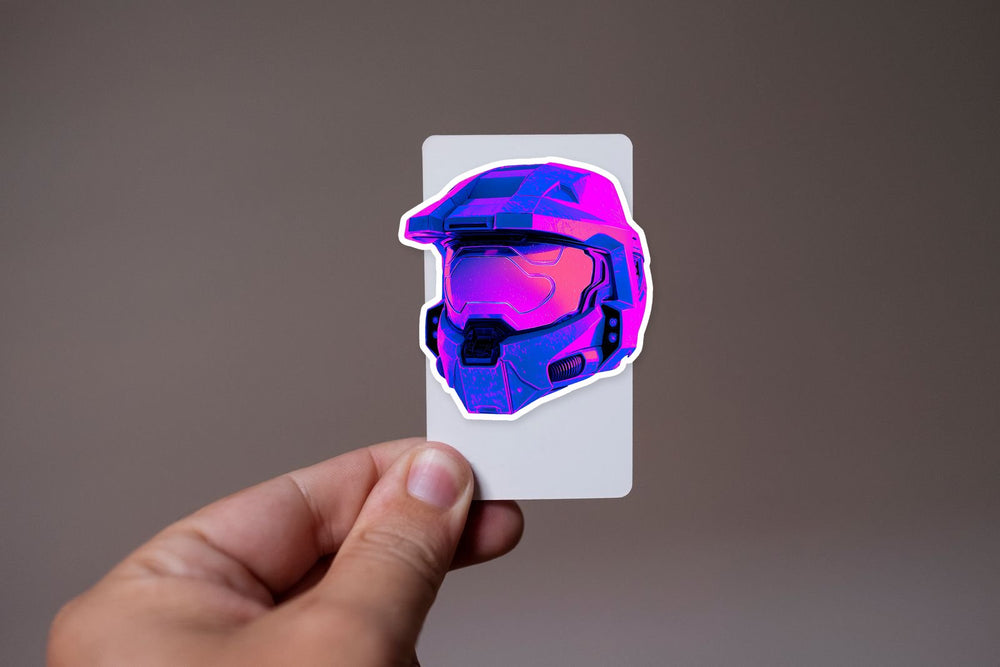 Cyberpunk Master Chief Helmet Neon Sticker