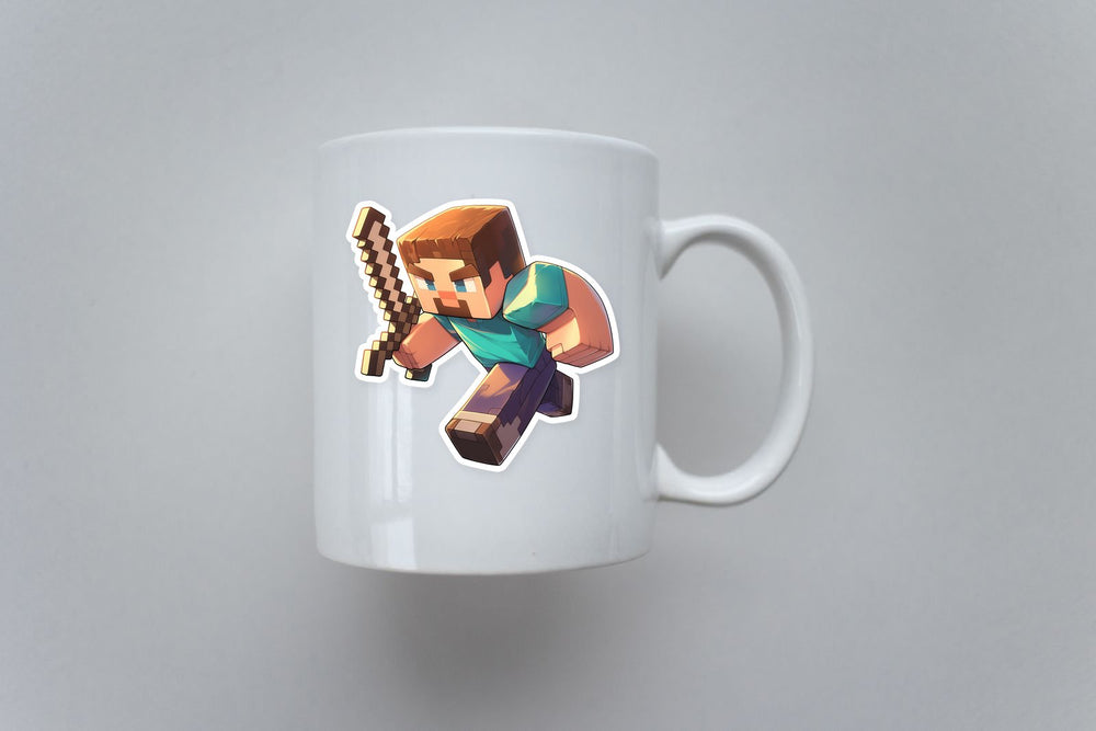 Minecraft Steve Running Sword Sticker
