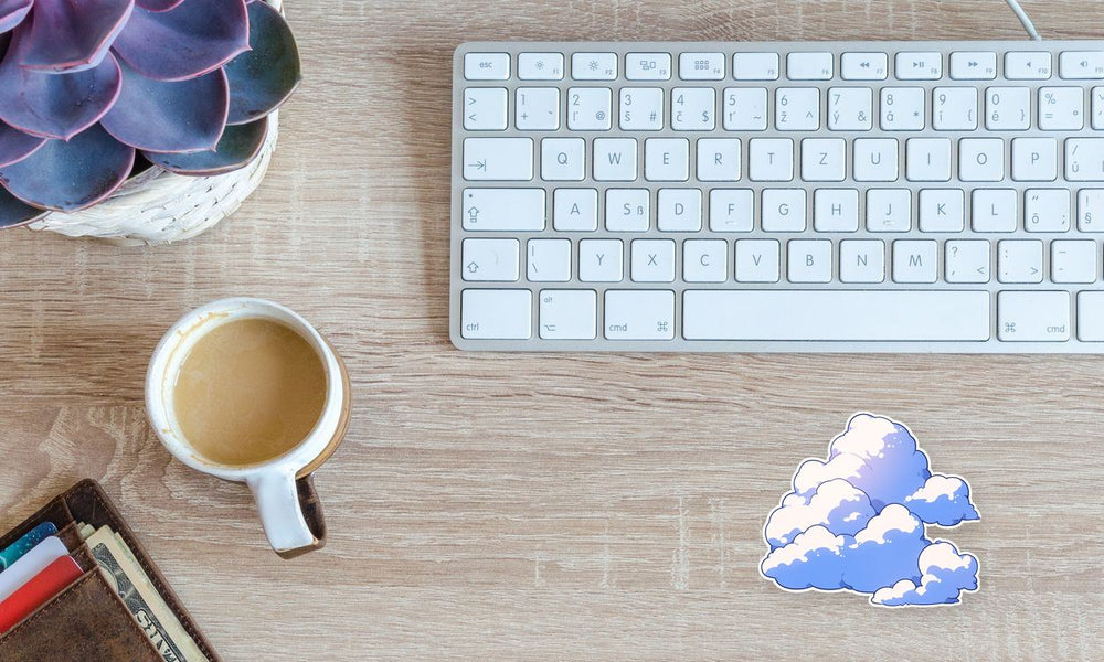White & Blue Aesthetic Clouds Sticker