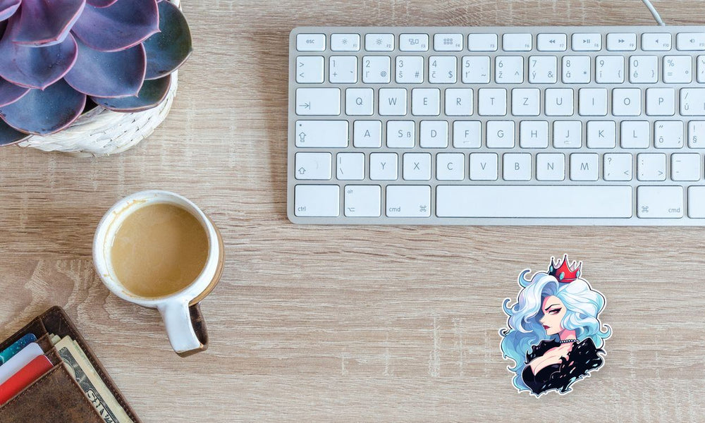 Stylish Girl with Crown Art Sticker