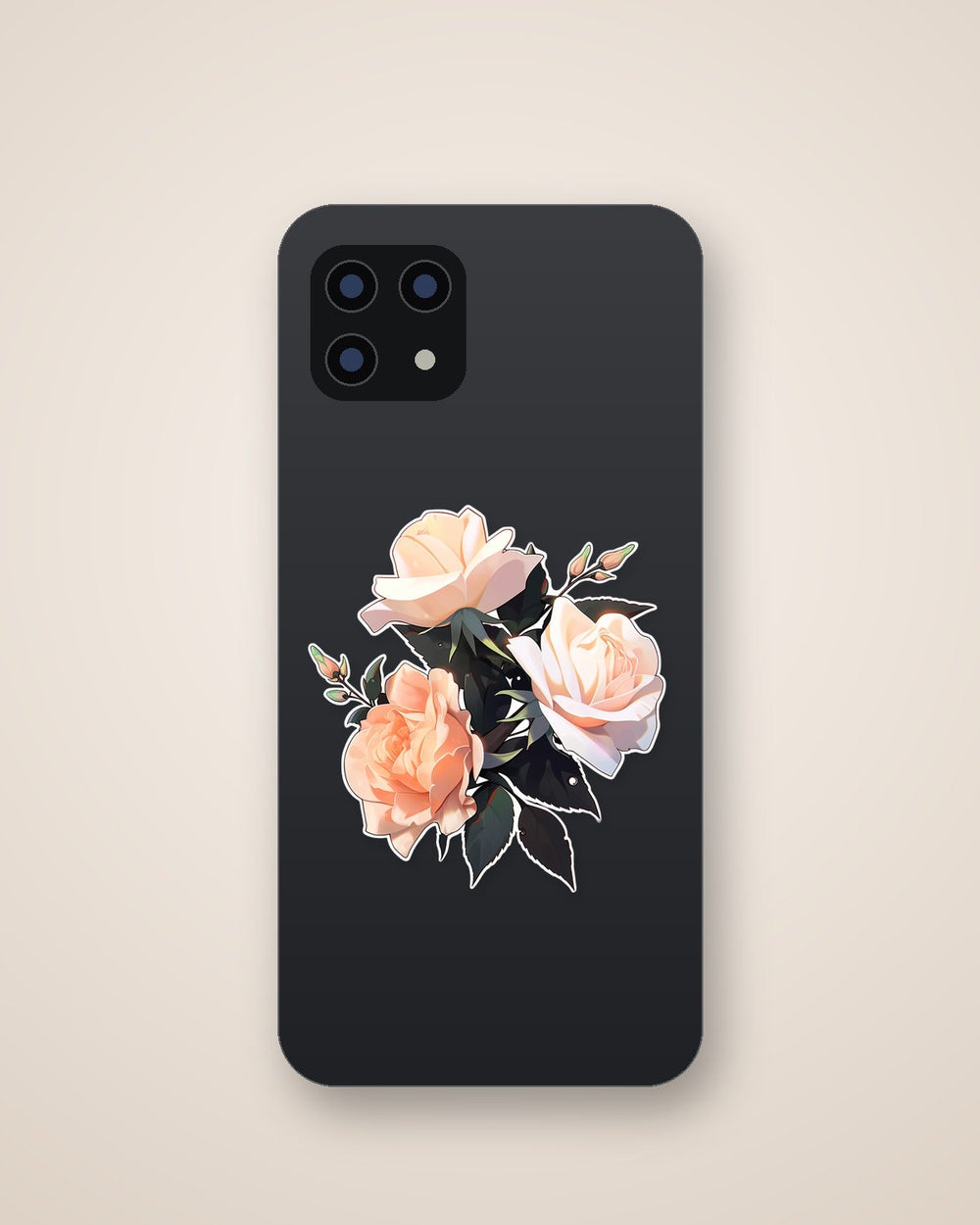 Three Peach Roses Sticker
