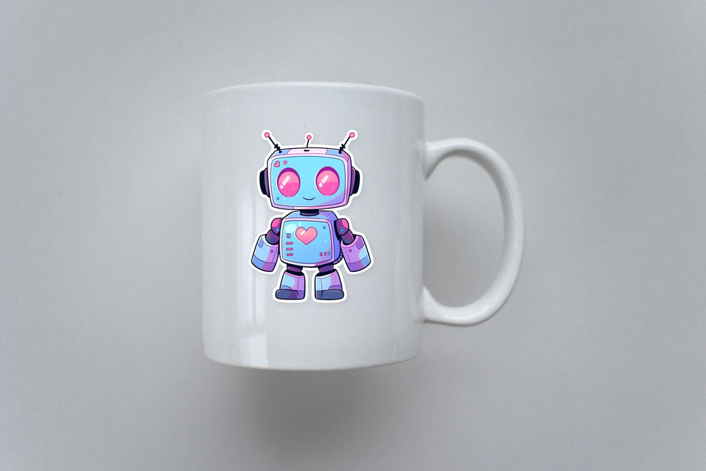 Cute Robot with Heart on Chest Sticker