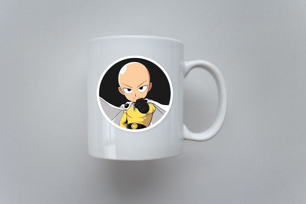 One-Punch Man Saitama Clenched Fist Black Round Sticker