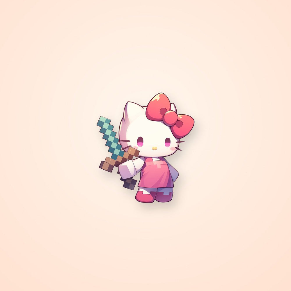 Hello Kitty Minecraft Sword Clipart Sticker