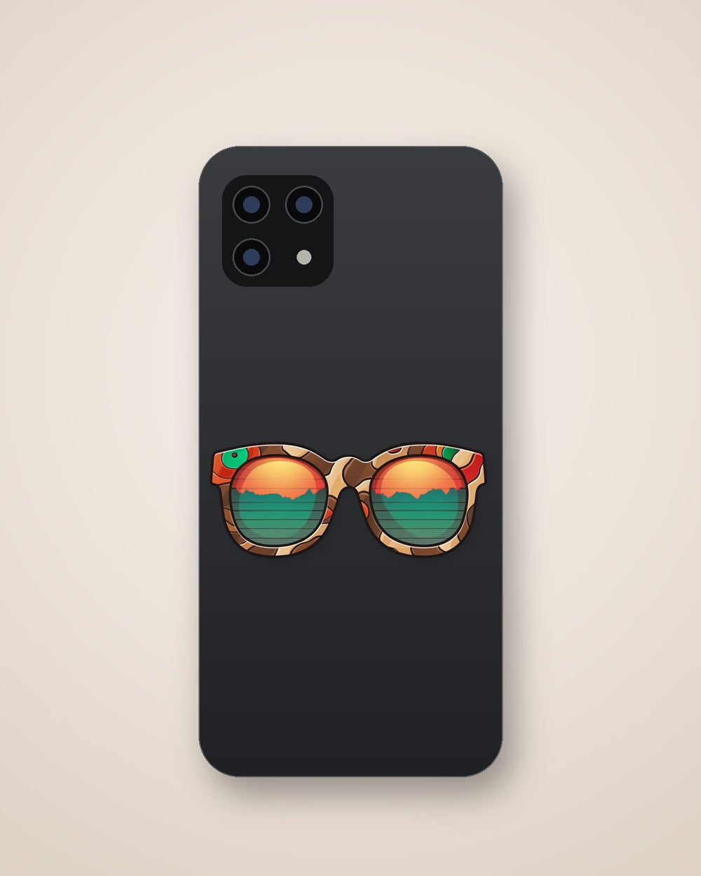 Bright Sunglasses with Green & Orange Reflection Sticker