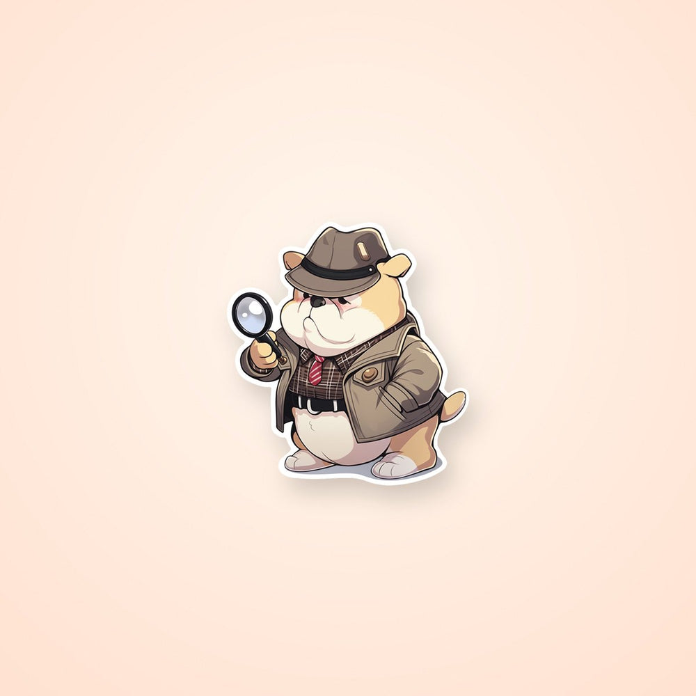 Serious Detective Dog with Magnifying Glass Sticker