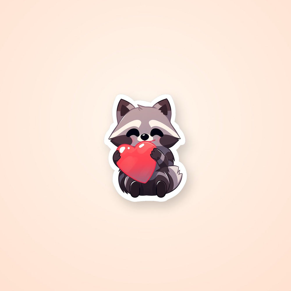 Raccoon with Heart in Paws Sticker