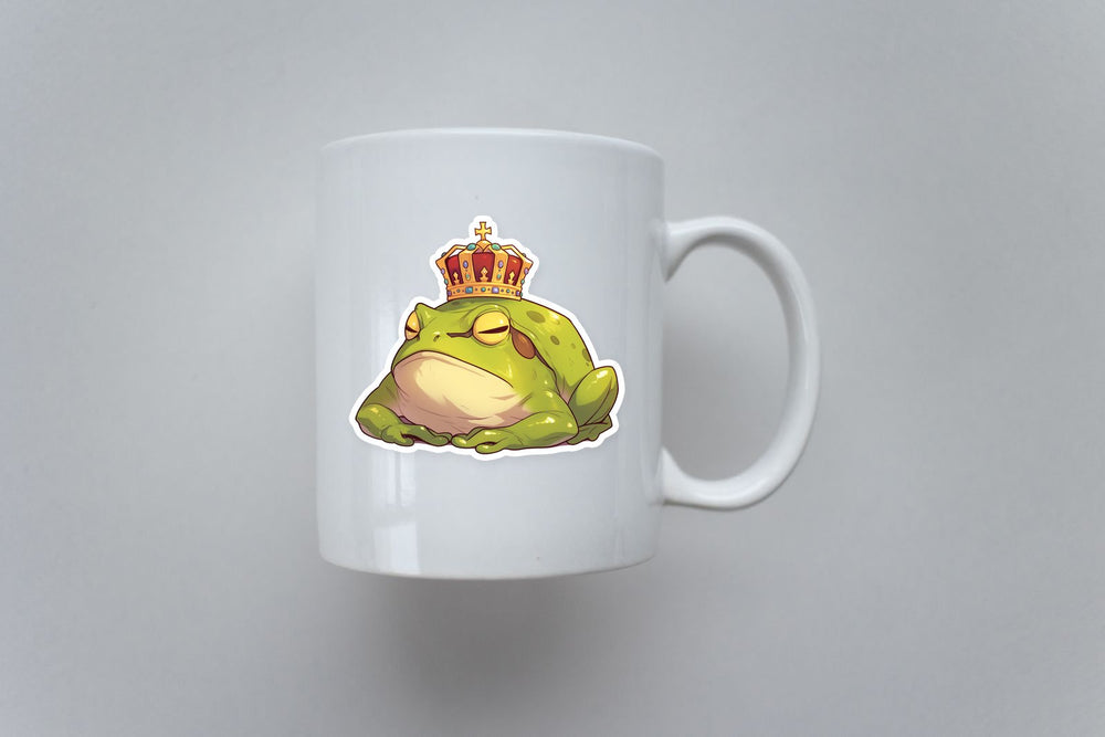 Grumpy Frog King Crown Sticker