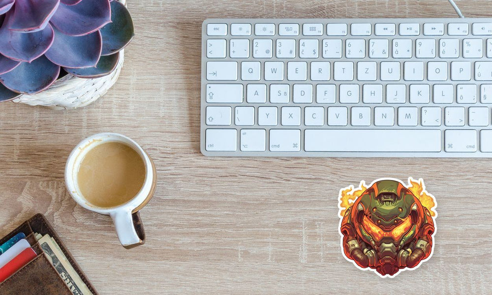 Doom Slayer Flaming Helmet Sticker