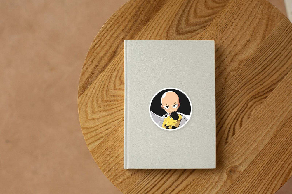 One-Punch Man Saitama Clenched Fist Black Round Sticker