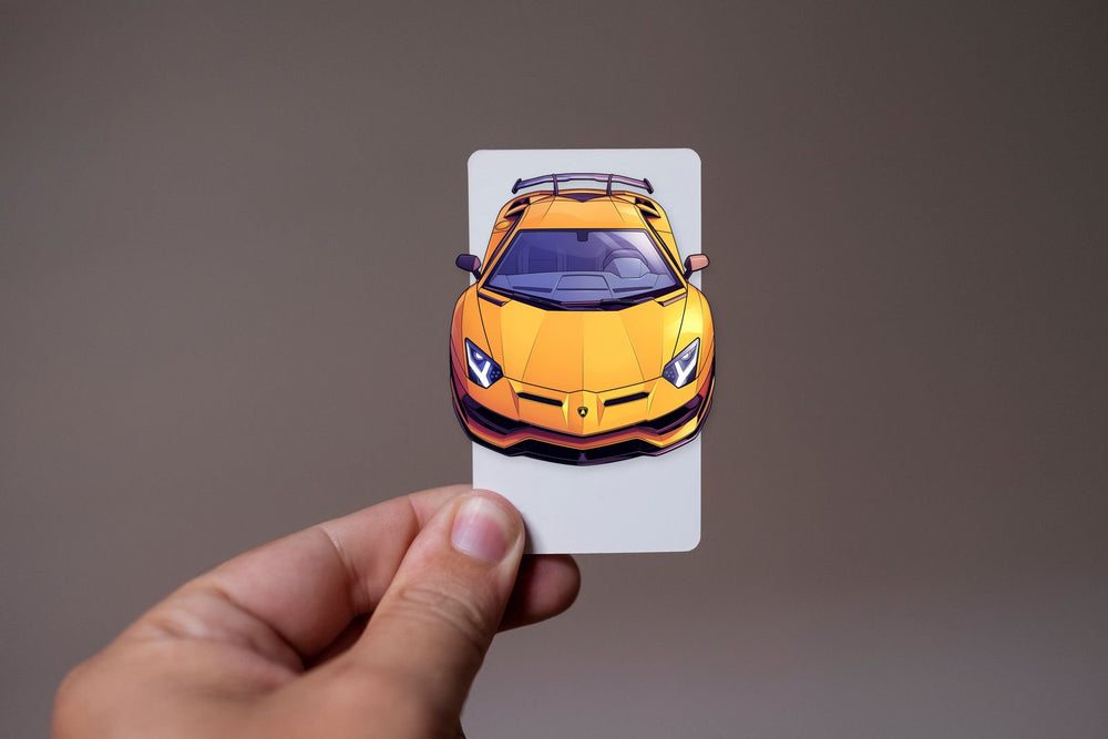 Yellow Lambo Supercar Top View Sticker