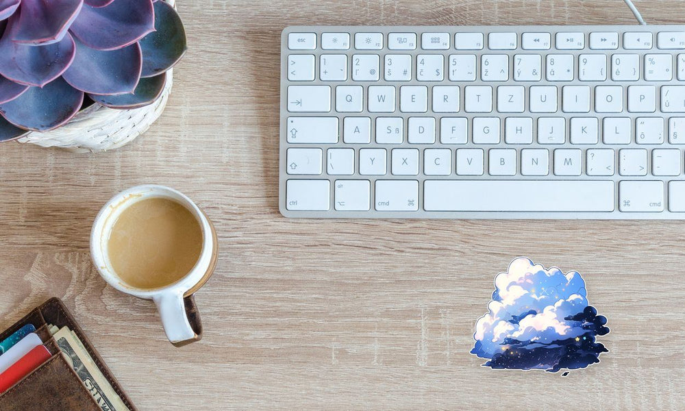 Blue Midnight Clouds Aesthetic Sticker
