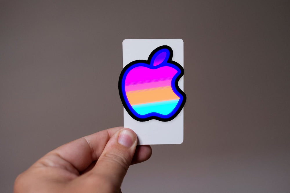 Neon Gradient Apple Logo Retro Sticker