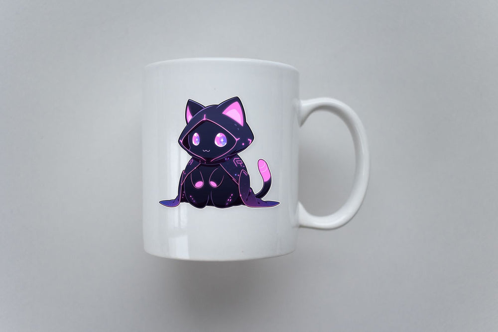 Cute Neon Cat Art Sticker