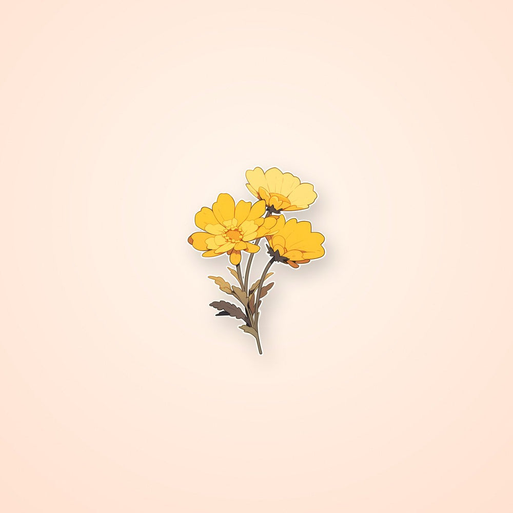 Beautiful Three Yellow Flowers Sticker