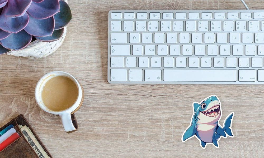 Happy Shark Cartoon Sticker