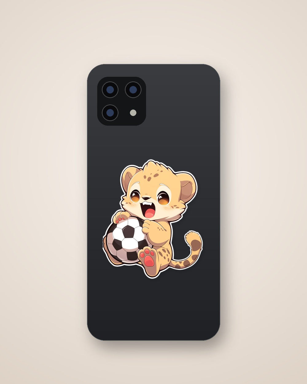 Cute Tiger Cub with Soccer Ball Sticker
