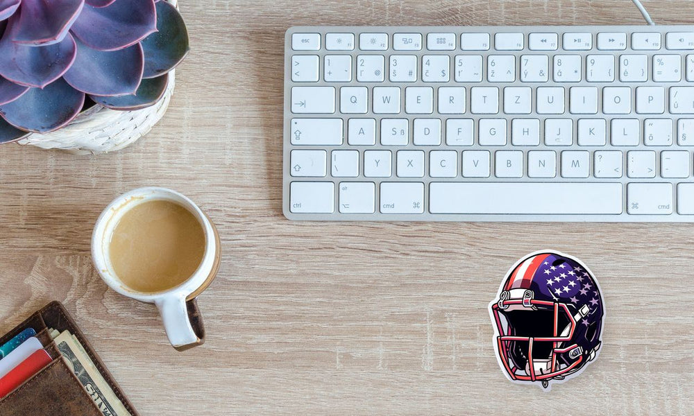 American Football Helmet with USA Flag Sticker
