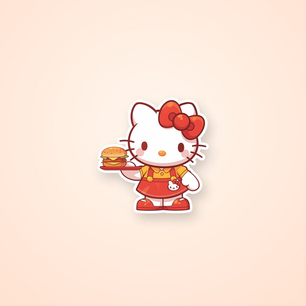 Hello Kitty Burger Tray Cute Fast Food Sticker
