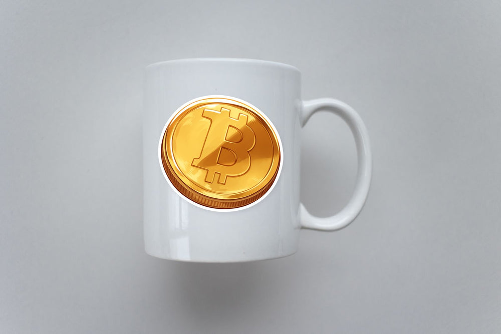 Gold Bitcoin Coin Sticker