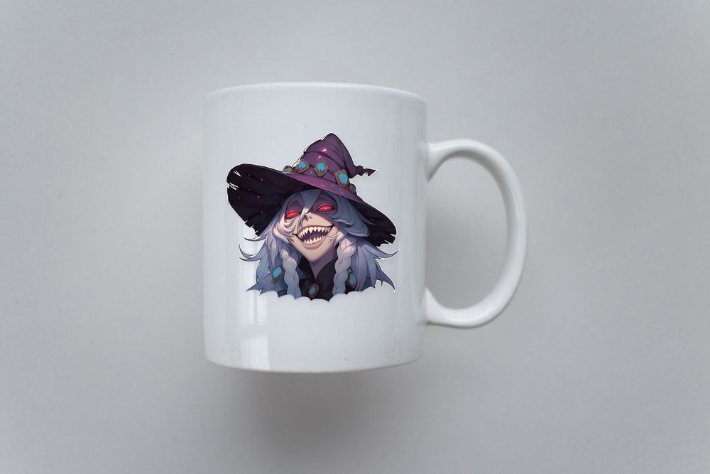 Smiling Witch with Red Eyes Halloween Sticker