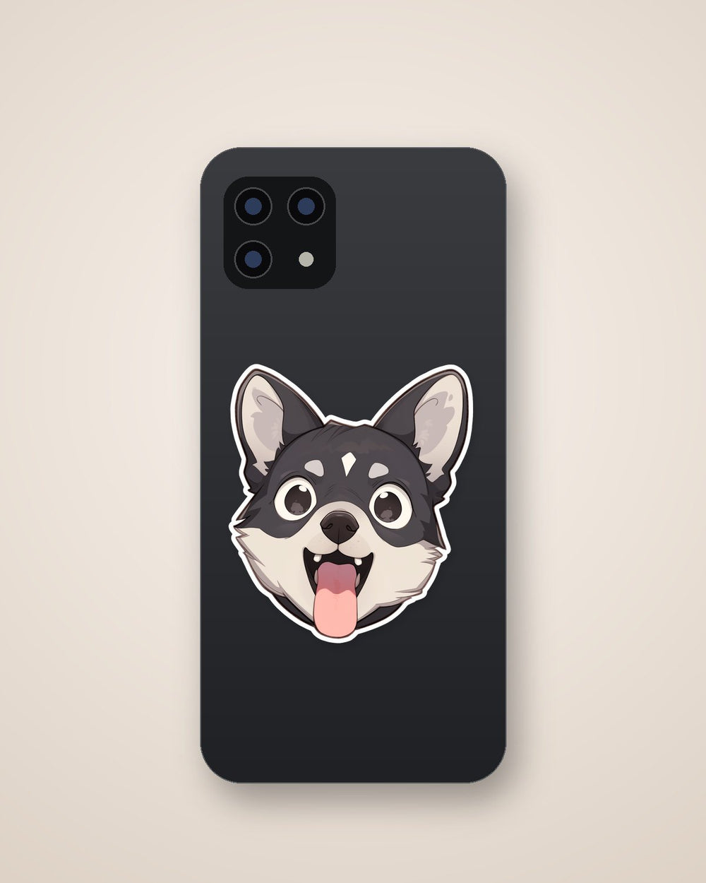 Cute Grey Puppy with Fluent Tongue Sticker