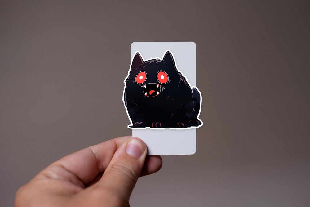 Scary Black Cat with Red Eyes Sticker