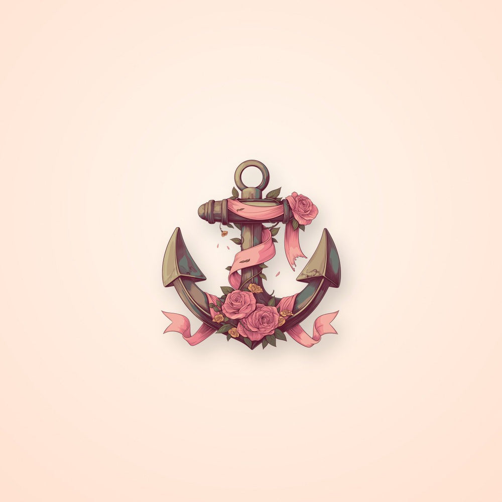 Anchor Roses Vintage Tattoo Sticker
