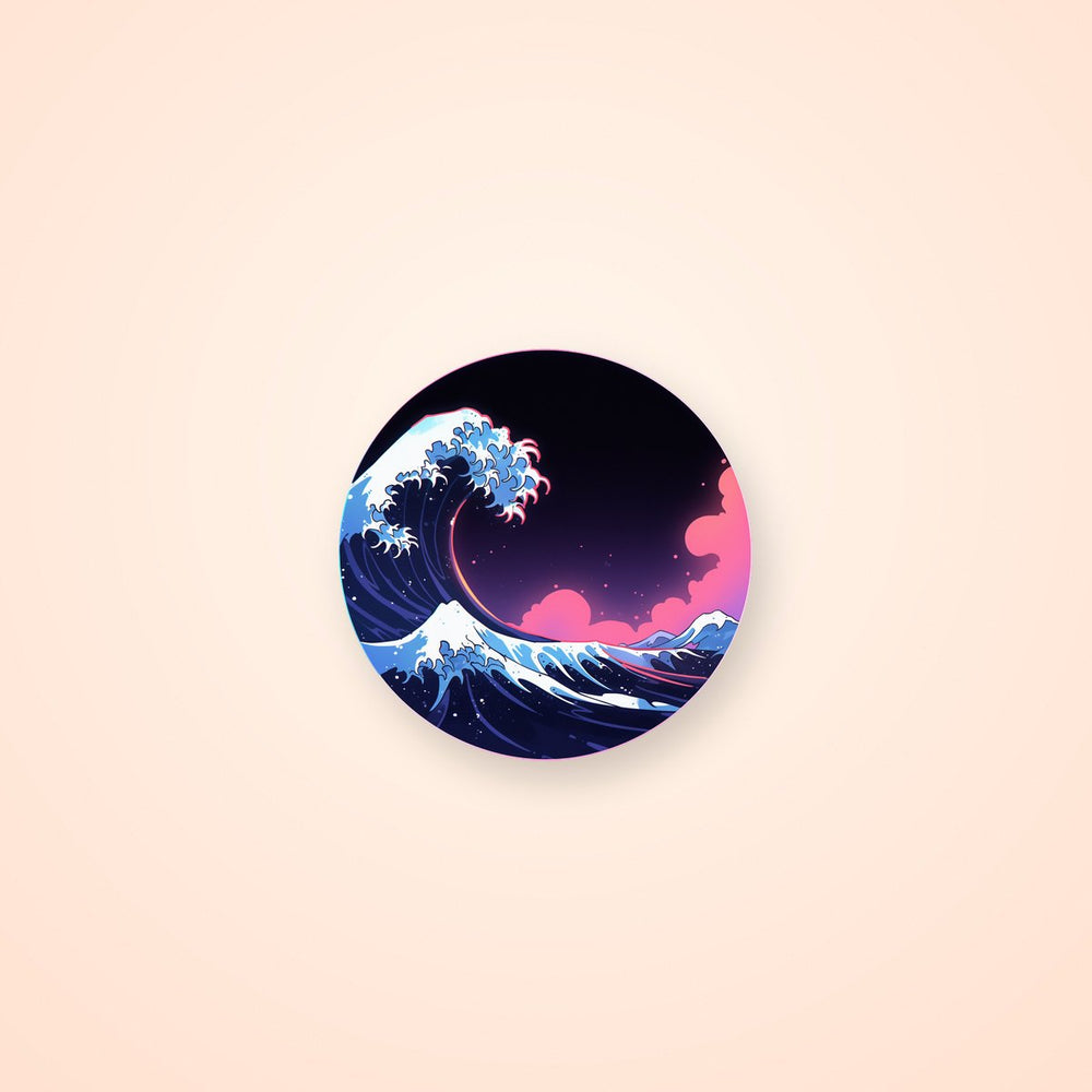 Aesthetic Japanese Great Wave Round Sticker