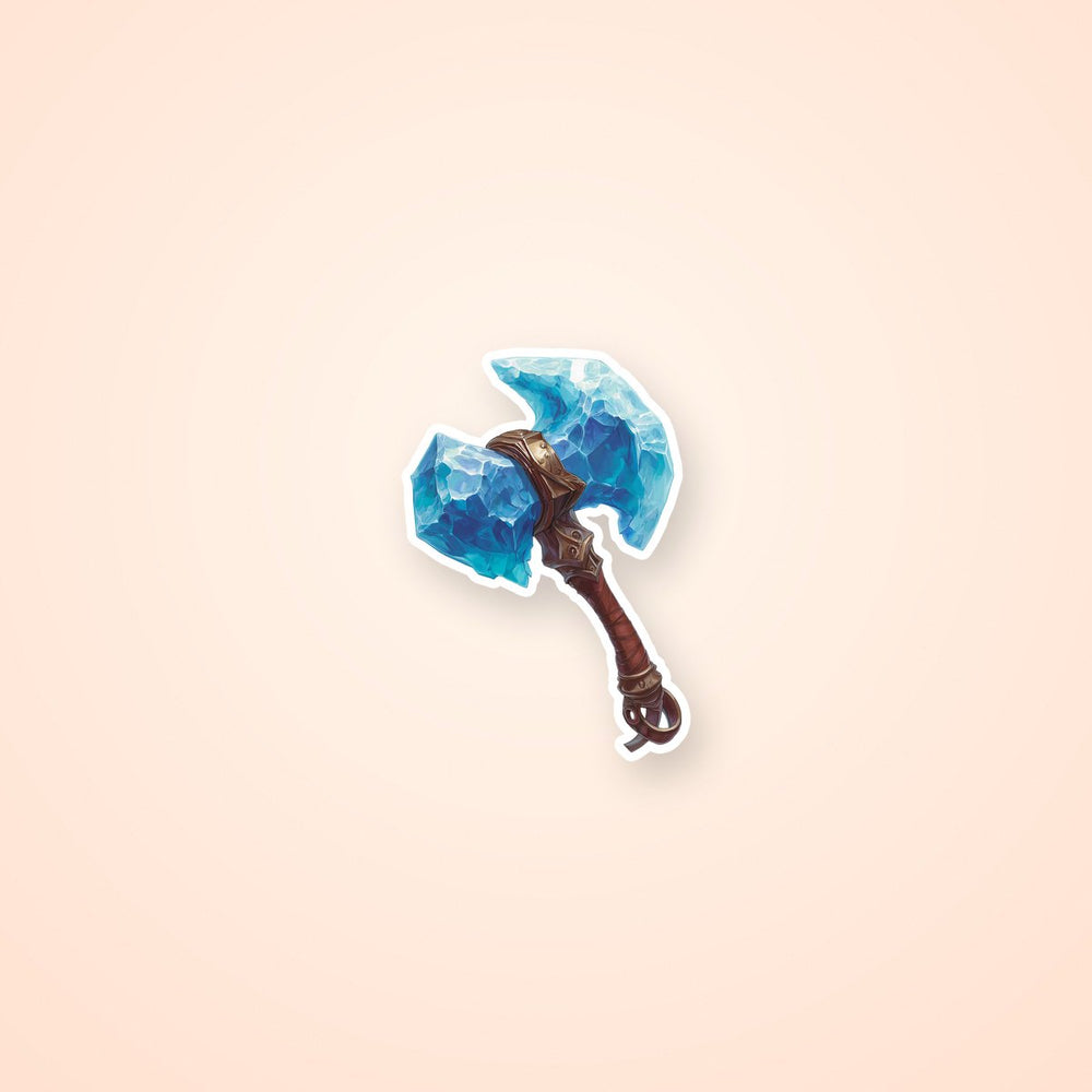 Ice Crystal Battle Axe Fantasy Sticker