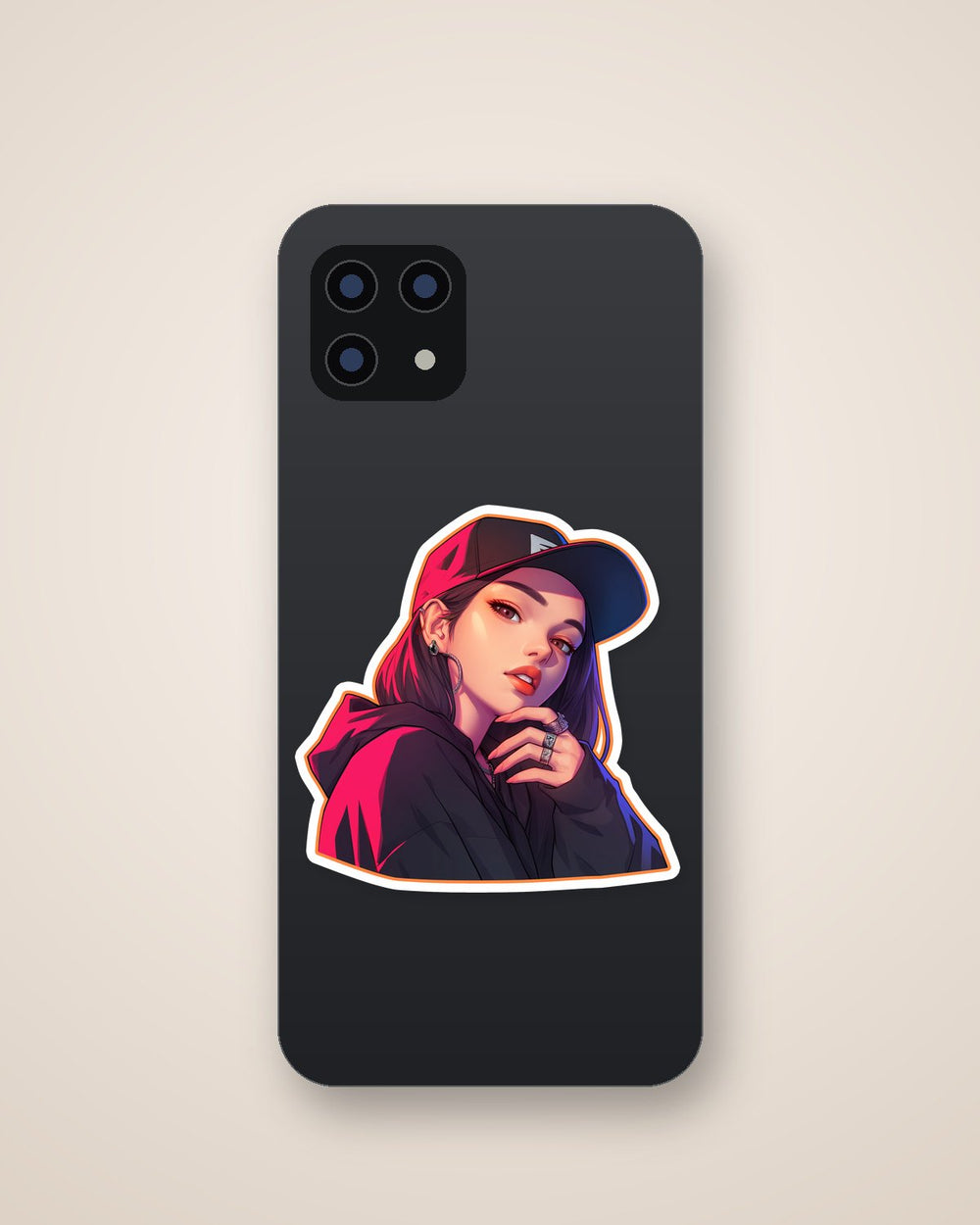 Hypebeast Girl Red Cap Sticker
