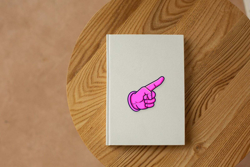 Pink Pointing Hand Sticker