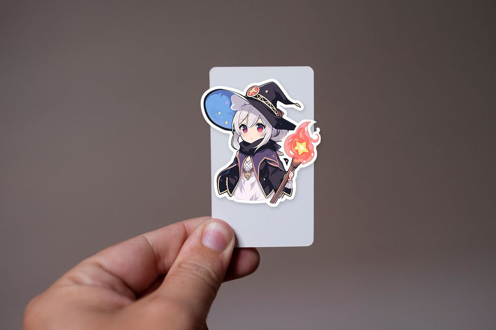 Anime Girl in Magical Hat with Torch Sticker