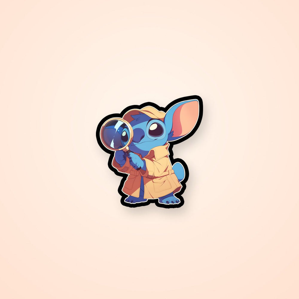 Stitch Detective Magnifying Glass Cute Sticker