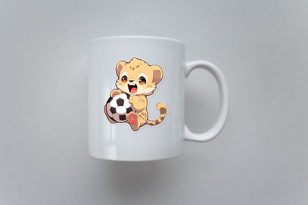 Cute Tiger Cub with Soccer Ball Sticker