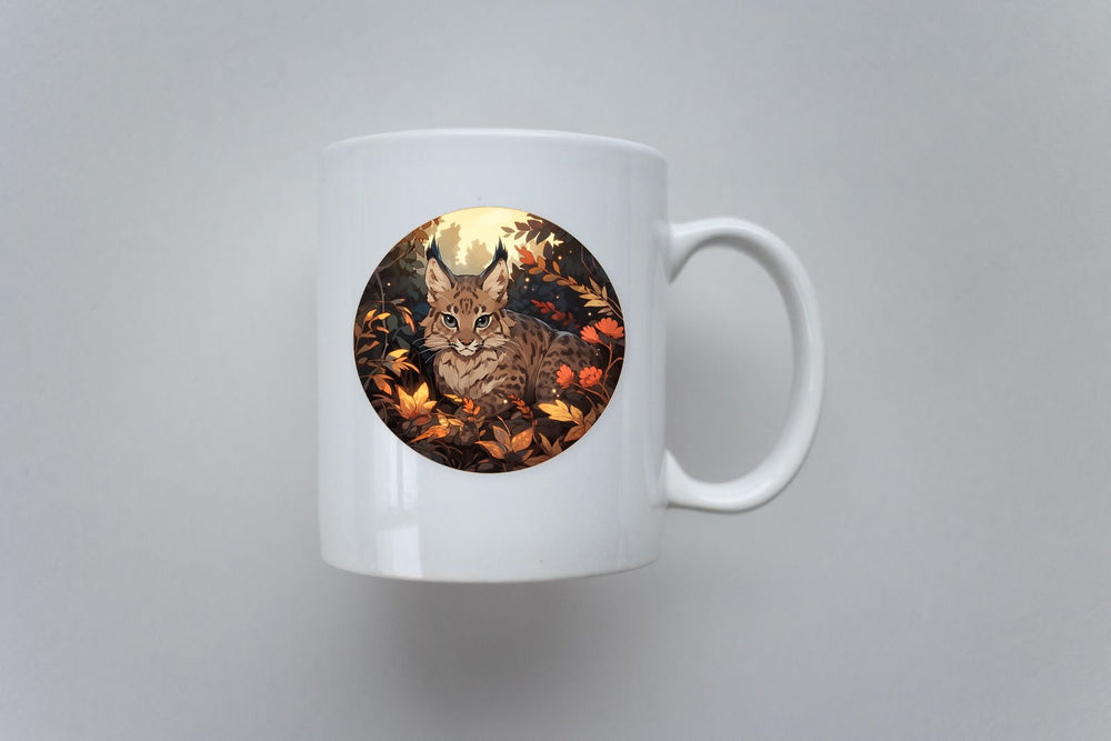 Bobcat in an Autumn Forest Round Sticker