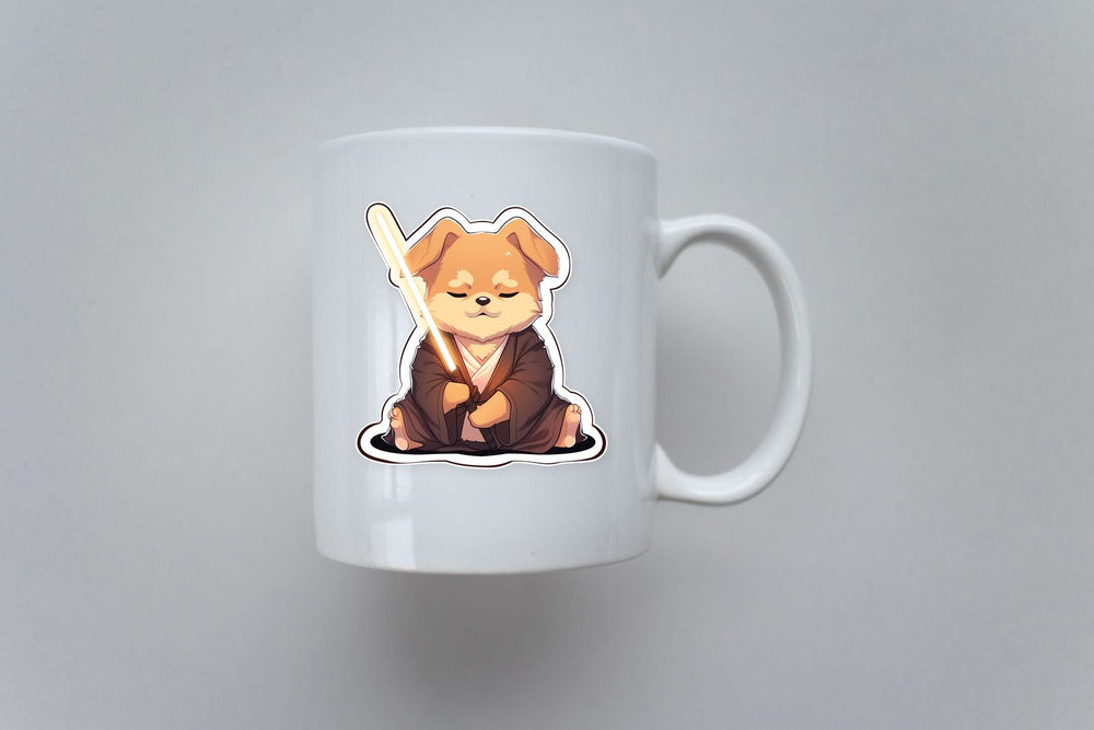 Jedi Dog with Lightsaber Sticker
