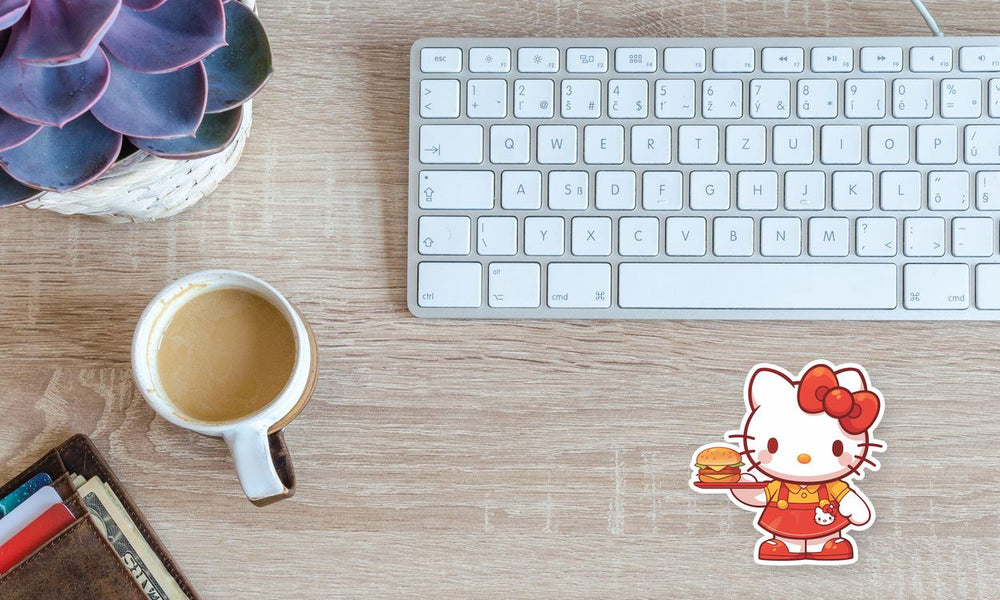 Hello Kitty Burger Tray Cute Fast Food Sticker