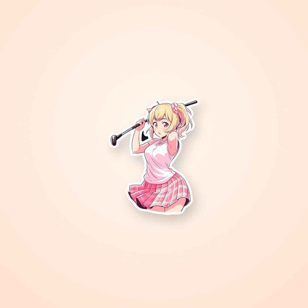 Cute Anime Girl with Golf Club Sticker
