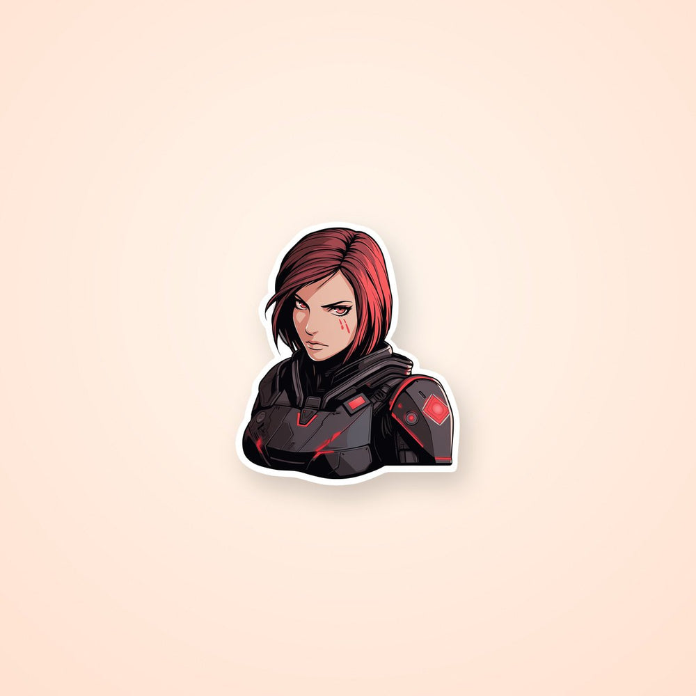 Commander Girl with Red Eyes Sticker